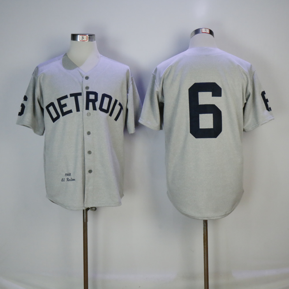 Men Detroit Tigers #6 Kaline Grey Throwback MLB Jerseys1->detroit tigers->MLB Jersey